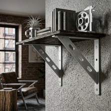 Mr.Bracket 25X20CM - 2 Ad. Çelik Gümüş Raf Altı Ayak - Metal Raf Tutucu L Demir Duvar Montaj Destek Aparatı