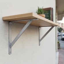 Mr.Bracket 20X20CM Orta Yük 2 Ad. Gümüş Modern Raf Altı Tutucu Ayak - Metal L Demir Duvar Montaj Destek Aparatı