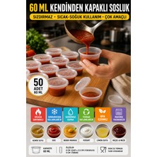Open City Şeffaf 60 ml Kendinden Kapaklı Sosluk 50’li Set Sızdırmaz BPA İçermez Tekrar Kullanılabilir Pratik Kullanım
