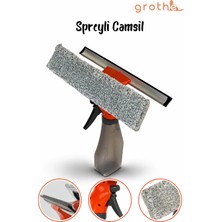 Spreyli Camsil Çekpas Deterjan Su Hazneli Silikonlu Çekçek Microfiber Araba Cam Ayna Temizleyici