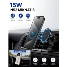 Deanb FHD-14 360° Dönebilen 15W Şarjlı Araç İçi Telefon Tutucu Menfez Havalandırma Uyumlu