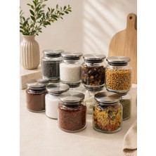 Lingo Home 12'li Paslanmaz Metal Kapaklı 500 ml Vakumlu Baharatlık Seti - Saklama Kabı -Kavanoz-Etiketli-11*10 cm