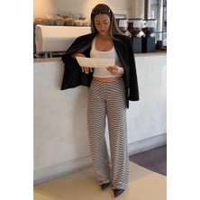 Madmext Siyah Çizgili Straight Fit Kadın Eşofman Altı MG2786