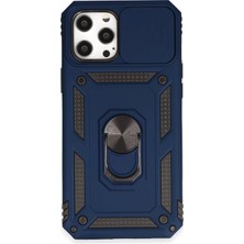 Zenvia Mey Ithalat®  iPhone 12 Pro Max Kılıf Pars Lens Yüzüklü Silikon - Lacivert