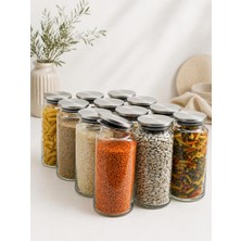 Lingo Home 12 Adet 1300 Ml. Vakumlu Metal Kapaklı Cam Kavanoz Bakliyatlık Erzak Saklama Kabı