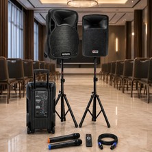 Lastvoice LS-P1915EE-PAK Portatif Taşınabilir Şarjlı Ses Sistemi Aktif + Pasif Set (1200W + 800W)