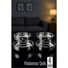 Die Grup Paslanmaz Yuvarlak Küllük - Metal Kül Tablası - Masaüstü Küllük 4 Lü