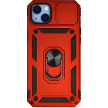 Zenvia Mey Ithalat®  iPhone 14 Plus Kılıf Pars Lens Yüzüklü Silikon - Kırmızı