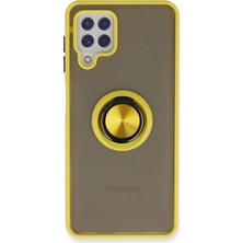 Zenvia Mey Ithalat®  Samsung Galaxy A22 Kılıf Montreal Yüzüklü Silikon Kapak - Sarı