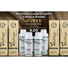 8.00 Açık Kumral  Biomagic Organik İçerikli Amonyaksız Kalıcı Saç Boyası (4 Boya +4 Oksidan)