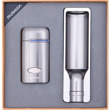 Parmida Çakmak Küllük Ikili Gunmetal Puro Seti - TR8398