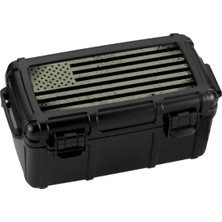 Cigar Caddy 15 Siyah Bayraklı Travel Humidor Puro Kutusu