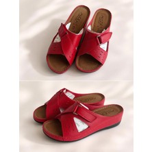 Mergenshoes A011 Kırmızı Günlük Poli Yumuşak Taban Kadın Terlik