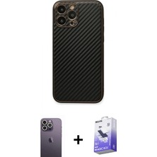 Pileli Store Pilelistore™ iPhone 13 Pro Max Kılıf Ahenk Işık - Siyah Bilvis 5in1 5d Magic Hayalet Cam Ekran Koruyucu + Neon Fosforlu Kamera Lens - Bz