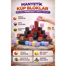 Yıldırım Oyuncak Manyetik Küp Bloklar 86 Parça Minecraft Temalı Yapı Seti | Eğitici Zeka Geliştirici Oyuncak 3+ Yaş