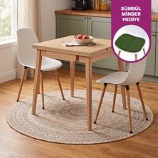 Vilinze Eames Sandalye Avanos Kanatlu Ahşap Mutfak Masası Takımı - 70X70+70 cm