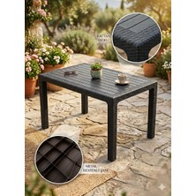 Evko Mobilya Rattan 80X140 Masa, Plastik Masa, Bahçe  Balkon  Teras Masası, Kare Masa, Dış Mekan Masası