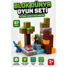 Yıldırım Oyuncak Minecraft Blok Manyetik Dünya Oyun Seti 87 Parça – 2 Figürlü Yaratıcı Inşa Oyuncağı, Minecraft Tarzı Sahne Kurma Seti