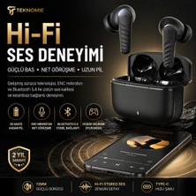 Tarçın Teknomie T8 Bluetooth Kulaklık Enc 4 Mikrofonlu Hi-Fi Ses Uzun Pil Ömrü