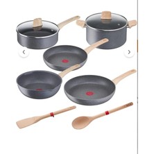 Tefal 5 Parça Tencere + 2 Tahta Kaşıklı Naturel Set