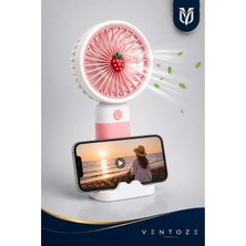 Ventoze Taşınabilir El Fanı Şarjlı Mini Vantilatör Telefon Tutuculu Masaüstü Standlı