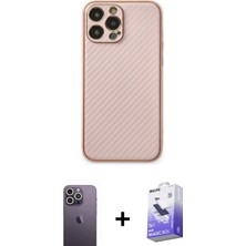 Pileli Store Pilelistore™ iPhone 13 Pro Max Kılıf Ahenk Işık - Siyah Bilvis 5in1 5d Magic Hayalet Cam Ekran Koruyucu + Neon Fosforlu Kamera Lens - Bz