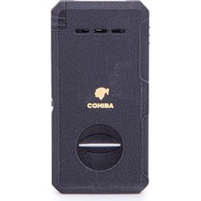 Cohiba Çift Torch Dahili Açıcı & V Kesici Mat Siyah Metal Puro Çakmağı - TR7270