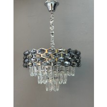 Yeni Model 40 cm Kristal Lüx Salon Avize Krom Renk