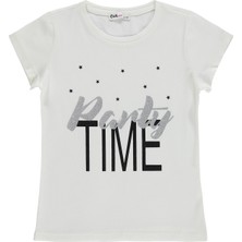 Civil Girls Party Time Baskılı 6-9 Yaş Tişört  - Kırık Beyaz