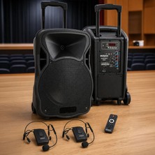 Lastvoice LS-P1912HH Portatif Taşınabilir 12 İnç 800 Watt 2'li Headset Mikrofonlu Seyyar Ses Sistemi