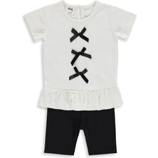 Civil Baby Fiyonk Düğme Baskılı 6-18 Ay Takım - Ekru