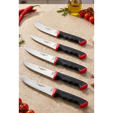 Lazbisa Soft Grip Mutfak Bıçak Seti Et Ekmek Sebze Bıçağı 5 Li Set Günlük Kullanım ( Mtf-784 )