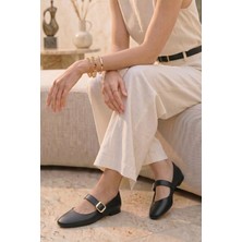 Stilbagshoes Suzy Bilek Toka Detaylı Kadın Babet Cilt Siyah