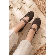 Stilbagshoes Kayla Lazer Baskılı Hakiki Deri Kadın Babet Kahve