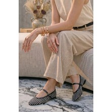 Stilbagshoes Sierra Inci Taş Detaylı Kadın Babet Siyah