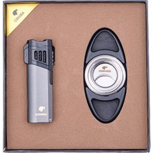 Cohiba Çakmak Kesici Ikili Gunmetal Puro Seti - TR8378