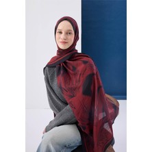 Silk Home Viskon Mayda Şal Kırmızı Zeminli Siyah Detaylı Desenli Yumuşak Dokulu 190X70