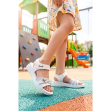 Diggo Kids Kız Çocuk Cırtlı Ortopedik Taban Parlak Taşlı Günlük Yazlık Hafif Sandalet Terlik