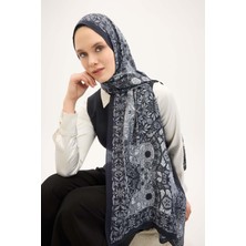 Silk Home Urban Hours Floral Motif Desen Koyu Lacivert Mayda Şal 190X70