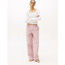 Tommy Hilfiger Kadın Çizgili Kırmızı/beyaz Pijama Takımı
