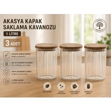 Ciho Socks Ciho 3 Adet Cam Akasya Vakumlu Kapak Erzak Kavanozu Saklama Kabı