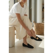 Stilbagshoes Paula Yan Toka Detaylı Kadın Babet Siyah
