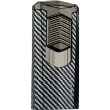 Quantoro 3 Torch Pürmüz Siyah-Karbon Metal Puro Çakmağı - TRZ1007