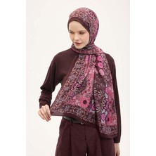 Silk Home Urban Hours Floral Motif Desen Koyu Mürdüm Mayda Şal 190X70