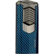 Quantoro 3 Torch Pürmüz Mavi-Karbon Metal Puro Çakmağı - TRZ1010