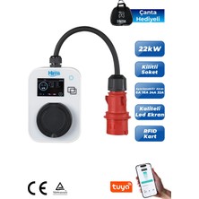 Hims 22kW Kilitli Soketli Beyaz Taşınabilir Araç Şarj İstasyonu HCTS-22-B