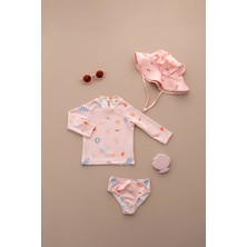 Lollie Baby&Kids Uv Korumalı Mayo Şapka Takım Bebek & Çocuk - Pink Beach