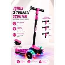 Yıldırım Oyuncak LED Işıklı 3 Tekerlekli Çocuk Twist Scooter – Ayarlanabilir Gidon, Denge Destekli, Kalın Arka Teker Güçlü Fren Sistemli