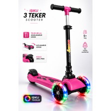 Yıldırım Oyuncak LED Işıklı 3 Tekerlekli Twist Çocuk Scooter – Katlanabilir, Ayarlanabilir Gidon (78-83-88 Cm), Güçlü Arka Fren, Dengeli Sürüş