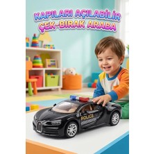 Farbu Oyuncak Süper Sport Siyah Polis Arabası Kapıları Açılabilir Çek Bırak Model